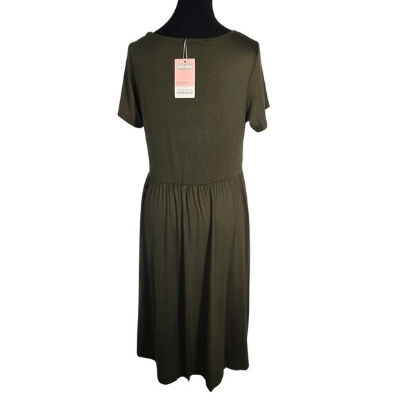 NWT | Olive Green Empire Waist Maternity T Shirt Dress Nursing Access | Large - Picture 2 of 5
